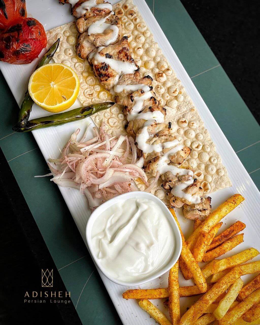 خوراک جوجه کباب رستوران آدیشه